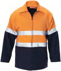 phone zip pockets Back pleats allowing movement Velcro closure on sleeve cuff Y06554 FOUNDATIONS HI-VISIBILITY TWO TONE BLUEY JACKET WITH