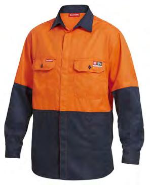 Certified trims tested to 260 C Y04450 SHIELDTEC FR HI-VISIBILITY TWO TONE OPEN FRONT LONG SLEEVE SHIRT SIZE S 5XL COLOUR Orange/Navy (ONA), Yellow/Navy (YNA) UPF 50+ ATPV 8.