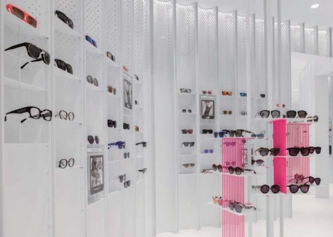 infinite field of reflection: The concept for the boutique sunglass store is inspired by ocular perception and