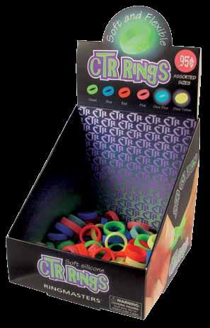 50 Glow-in-the-Dark CTR Silicone Rings Glow Blue Small 10 pack JRY236 $9.50 Glow Blue Medium 10 pack JRY242 $9.50 Glow Yellow Small 10 pack JRY237 $9.50 Glow Yellow Medium 10 pack JRY243 $9.