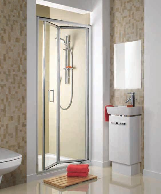es200 Bi-Fold Door The bi-fold door can be located in a recess, or in a corner, with the addition of a side panel.