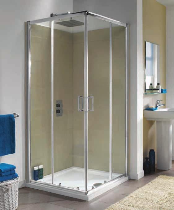 es200 Corner Entry Sliding corner access doors provide extra showering space and makes the corner entry