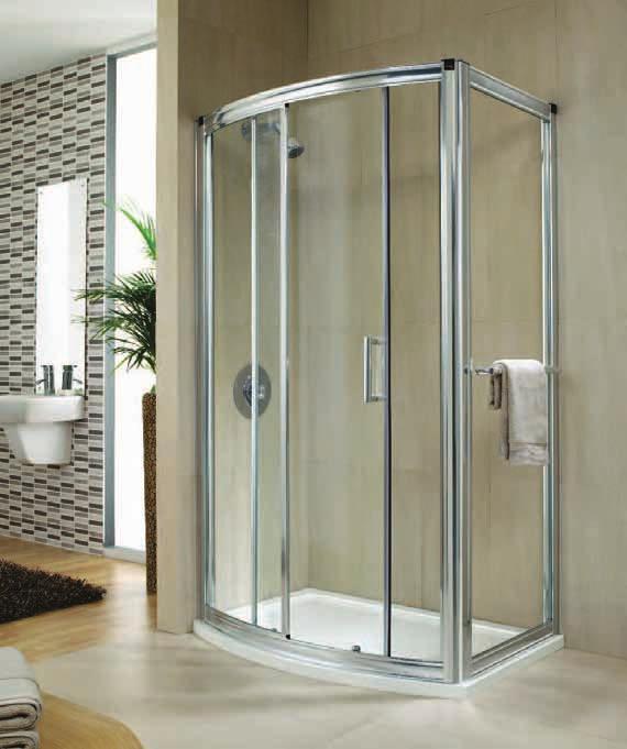 Hydr8 Bow Slider & Side Panel A stylish twist on a standard sliding door offering slightly more showering room, the Hydr8 bow slider can be used in a recess or complemented by a dedicated side panel.