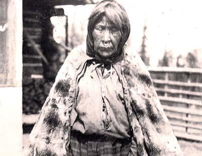 In Figure # 361 we can see another example of a gopher skin robe. This photo s caption states: Elderly Stick Indian woman.