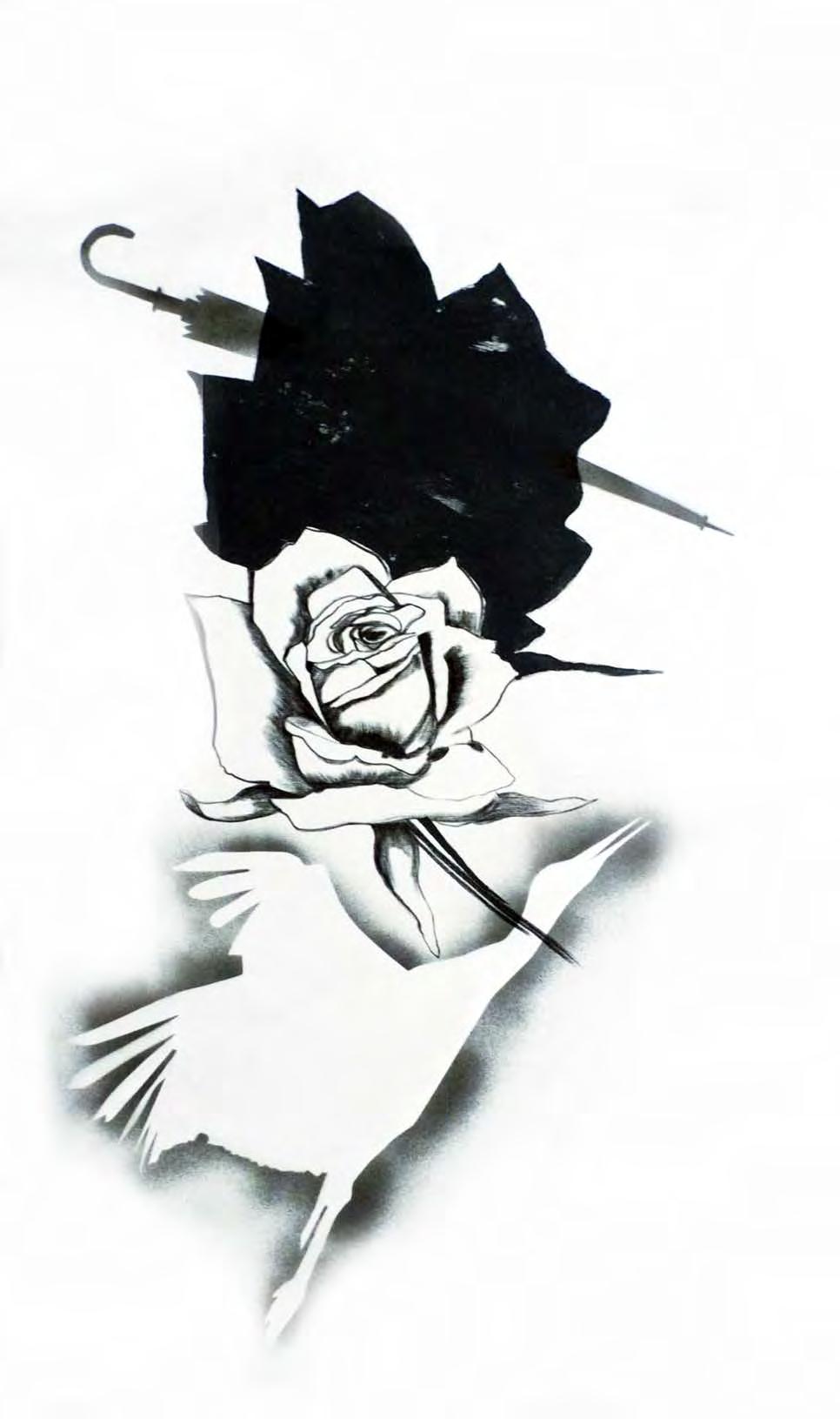 The roses with their shadows make a composition together with
