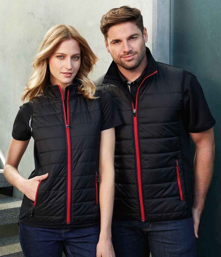 JACKETS STEALTH NEW HYBRID QUILTED VEST NEW STYLE J616M MENS J616L LADIES BLACK/LIME BLACK/SILVER BLACK/CYAN BLACK/RED BLACK/MAGENTA (LADIES ONLY) FABRIC Front