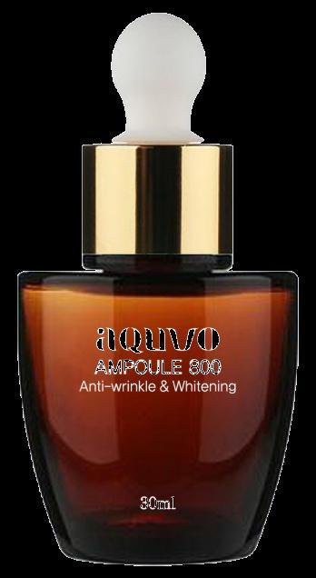 AQUVO AMPOULE 800 Varied effect Anti-wrinkle & Whitening Noble nutrients have to be supplied to the skin in an honorable way Whitening / Improves wrinkles / Nutrient packed / Addition of moisturizing