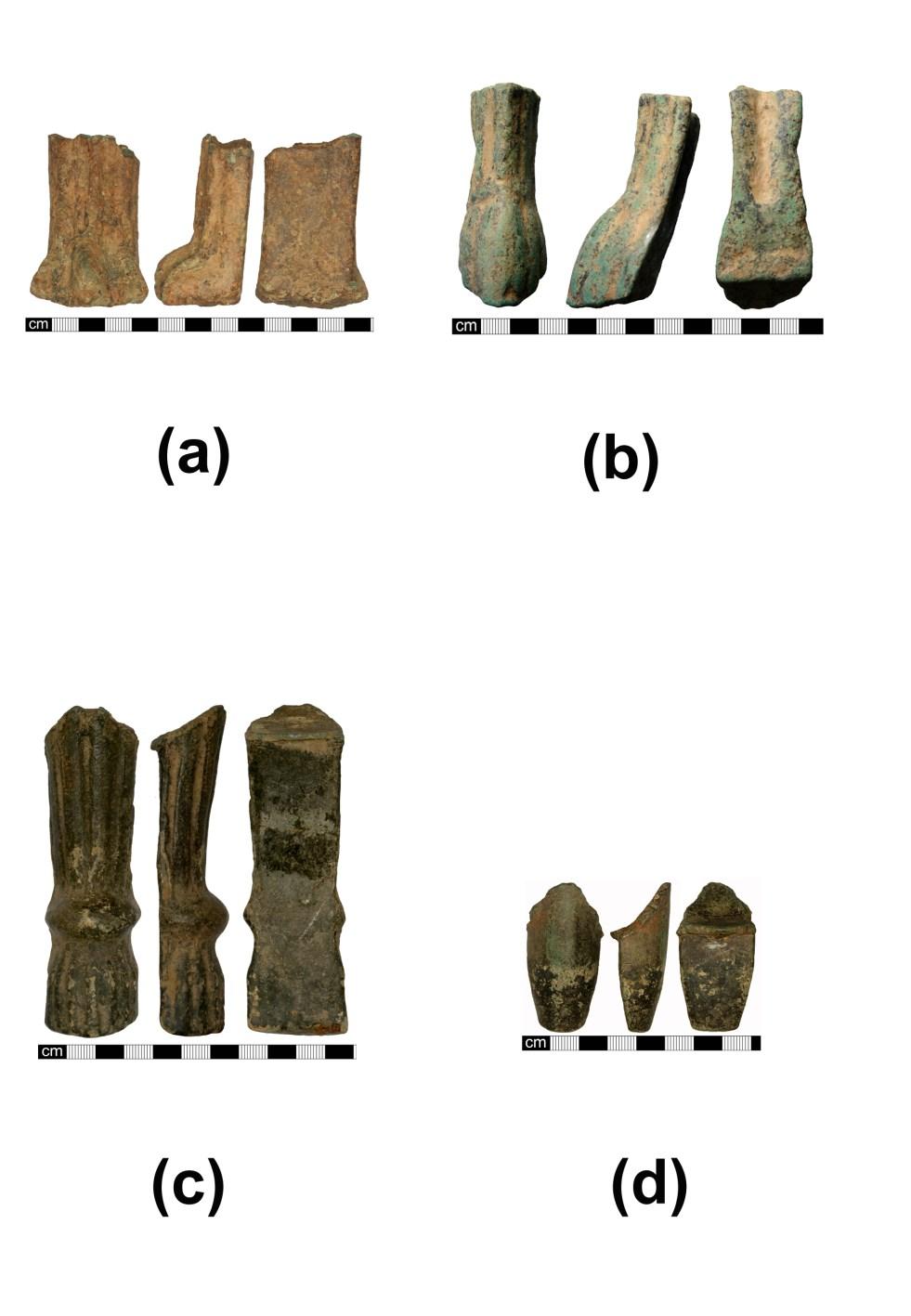 Figure 4 Legs and feet. (a) From Donyatt, Somerset. SOM-CBD395, Copyright Portable Antiquities Scheme. (b) From Market Rasen, Lincolnshire.