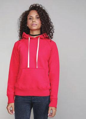 0074 Mantis M74 Ladies Hooded Sweat Superstar 330g/m², 80% cotton, 20%, peach finish flatlock seam detailing throughout, waffle-lined-3-piece hood, flat cotton draw cords in natural colour, tonal