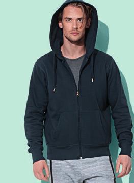 5610 Stedman Active Sweatjacket Men s Hooded Sweat Jacket 280g/m², 80% ring-spun cotton, 20%, brushed interior straight cut, double fabric hood with metal grommets for draw cord,
