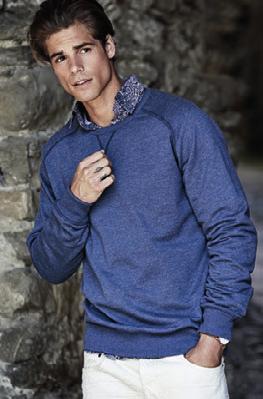18.5500 Tee Jays 5500 Lightweight Vintage Sweatshirt 260g/m², 60% cotton, 40% shaped fit, self fabric collar, raglan sleeves, elastic cuffs and waistband with Lycra,