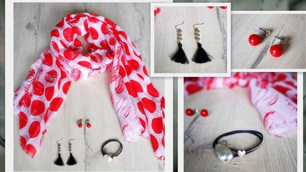 48. Red dot scarf with a touch of glitz 180x90cm, R 120 49.