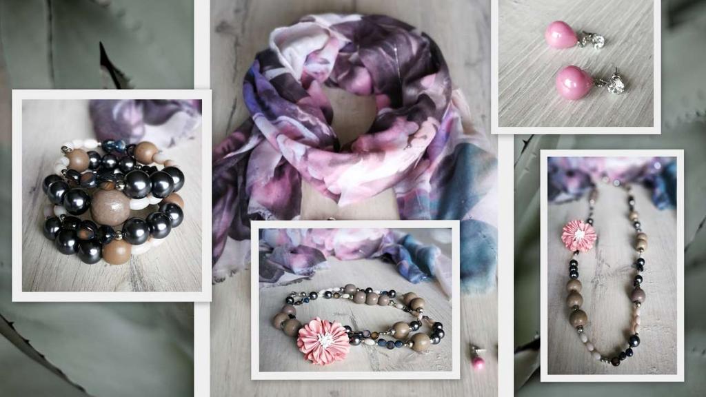 83. Peony flower pattern scarf with a dash of glitz on white back round, 180x70cm, R 120 84. Vintage pink diamante drop earrings, R 45 85.