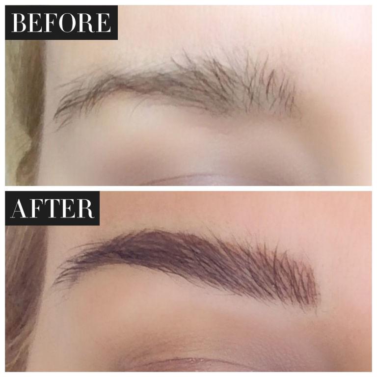 most flattering shape with makeup artist precision. She numbed the area with lidocaine cream, turned on the tattoo pen and got to work shading my brows with micro "brushstrokes" that mimic real hair.