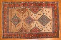 circa 1940 Est $1,200-1,500 821 Antique Shirvan rug, approx 39 x 52 Caucasus, circa 1900