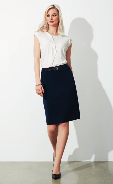 centre back zip and skirt vent Added 5cm hem allowance for longer alteration COLOURS Available in Navy or Black BS734L LADIES FABRIC 4-way Stretch 62% Polyester, 35% Viscose, 3% Elastane Machine