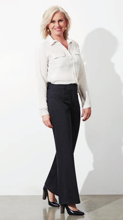 length leg Front welt pockets and single welt back hip pocket Wider seams and 5cm hem allowance for easy alterations COLOURS Available in Navy,