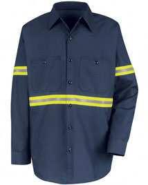 Enhanced Visibility SS24OR ENHANCED VISIBILITY WORK SHIRT Two-piece, lined collar with sewn-in stays Button-front closure Two button-thru, hex-style chest pockets, pencil stall in left chest pocket
