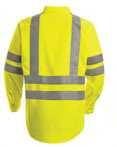 Hi-Visibility SS14HV HI-VISIBILITY WORK SHIRT: CLASS 2 LEVEL 2 Two-piece, lined collar with sewn-in stays Button-front closure Two button-thru, hex-style chest pockets, pencil stall in left chest