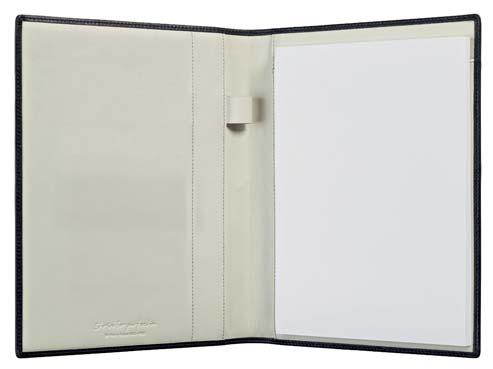 The folio comes complete with writing pad, pen holder
