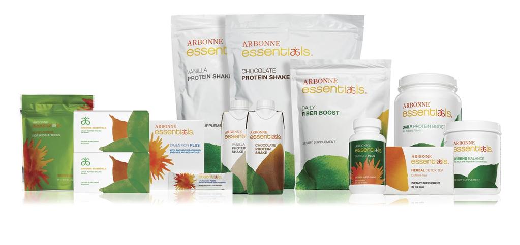 Arbonne Essentials for Daily Health Story The Arbonne Essentials for Daily Health products consist of supplements formulated with the latest technology, premium ingredients, and nutrition from whole