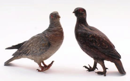 587. Franz Bergman An Austrian cold painted bronze of model of a pigeon, stamped Geschutzt and with Bergman vase stamp,