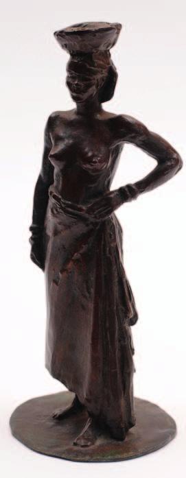 long, together with another bronze pin tray decorated with a maiden s face, her curling hair forming the shallow dish, unsigned, 10.5cm. wide.