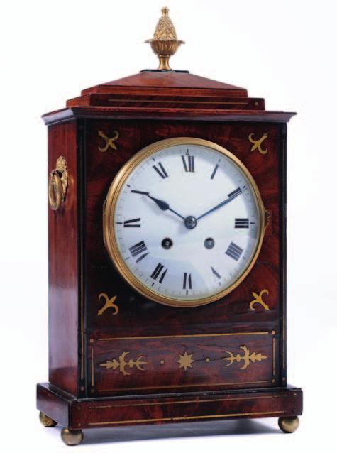 621. Samuel Marti, Paris, a French Regency-style mantel clock having an eight-day duration movement striking the hours and half hours on a gong with the backplate stamped with the trademark of the