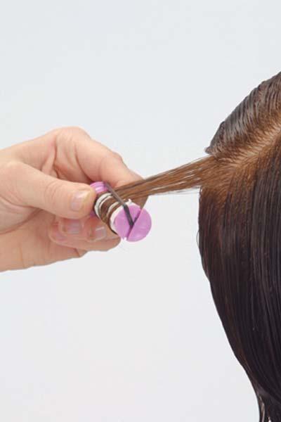 HALF-OFF-BASE PLACEMENT Hair is wrapped at a 90-degree angle (perpendicular) to its base section.