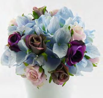 Juliet Hydrangea This beautiful bouquet was created with baby blue silk hydrangeas and
