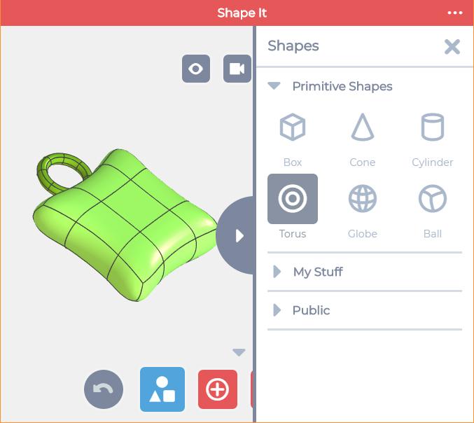 The Shape It App allows students to place multiple objects together to make more complex models.