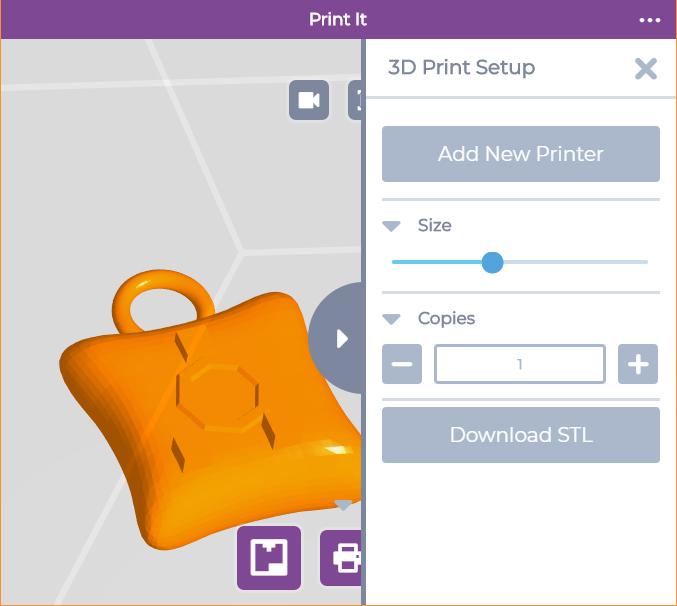 The 2D Print feature can print out a color rendering of the jewelry with the background selected in the Style It App.