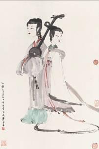 HK$5,000,000 7,000,000 Fu Baoshi (1904 1965) Court Ladies Ink and colour on paper, hanging scroll