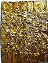 According to the categorization of monetary gold leaves in Chinese museums, a complete gold leave is a rectangular gold sheet leave, folded like an accordion; and each sheet is able to be split into