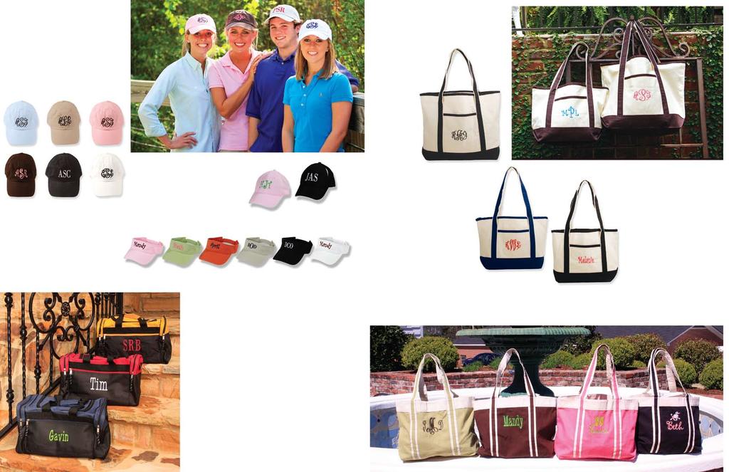 Baseball Caps Adult, $17 Large Canvas Boat Tote, $28 Cute caps made personal with a monogram/name and embroidery options!