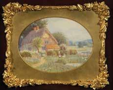 5 x 15cm $500-1,000 1027 Pair Late C18th/19th English School romantic landscapes oil on panel 10 x 13cm oval 1028 Manner of David Cox Snr, British landed gentry picnic scene, watercolour heightened