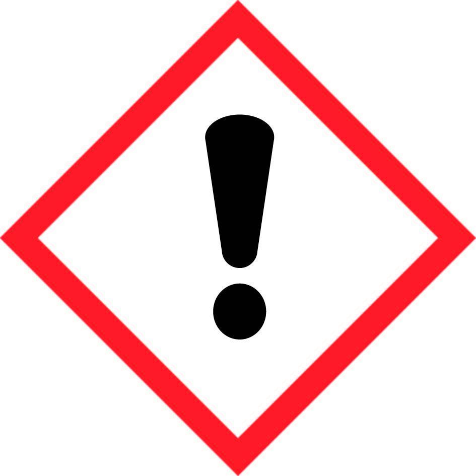 Pictogram Signal word Hazard statements Precautionary statements Contains Warning H319 Causes serious eye irritation. P280 Wear protective gloves.