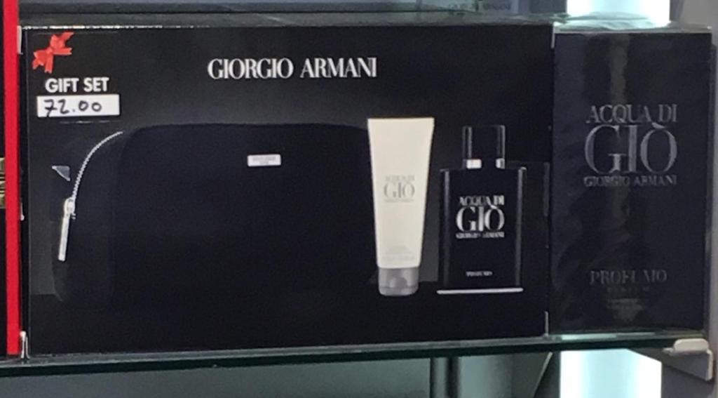 Ghost - Ghost 1. Giorgio Armani Gift Set, includes pouch and Acqua Di Gio Shower Gel and Aftershave, RRP 72.00. 2.