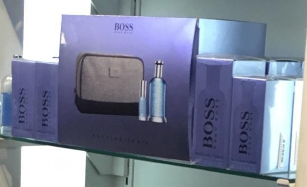 Boss 1. Boss Gift Set, includes pouch, Full Size Aftershave and small travel size aftershave. 2.