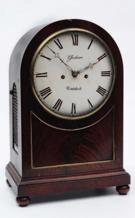 Grove, London, the eight-inch round convex painted dial with black Roman numerals, blued steel tulip hands and signed George Grove, Wood St, Cheapside, London, the dome topped mahogany case with