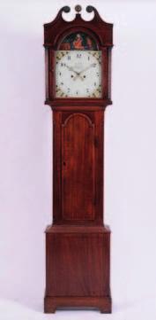 709 711 709 William Cockey, Yeovil, a mahogany longcase clock the thirty-hour birdcage movement with turned, ringed pillars, striking the hours on a bell with an outside countwheel, the eleven-inch