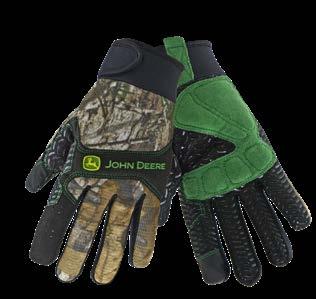 00 JD00010G MULTI-PURPOSE UTILITY GLOVE Comfortable, hi-dexterity green all-purpose work gloves with reinforced palm for medium duty jobs Synthetic leather and foam padded palm Breathable spandex