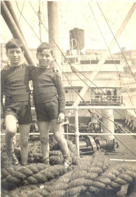With my younger brother Massimo on board of the ship Rubicone, of which my father was the