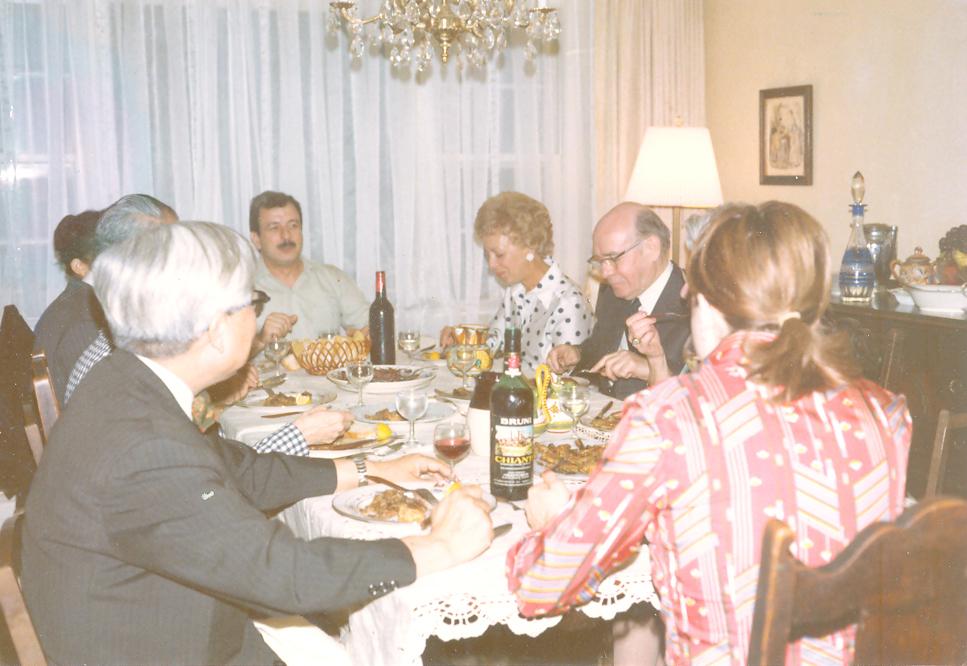 In the foreground of the picture are Fred Kao and my wife. At my left are Dr. Gertrude Lange and Chandler McC. Brooks. Next to him was his wife Nelle (not visible like our guests at my right).