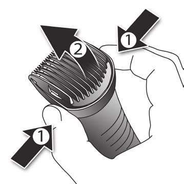 COMB GUIDE ATTACHMENTS The appliance is supplied with 10 comb cutting lengths from 3mm to 25mm including left and right ear guides.