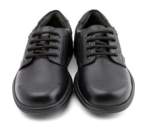 for: Formal shoes, leather look, no logos, totally black in colour.