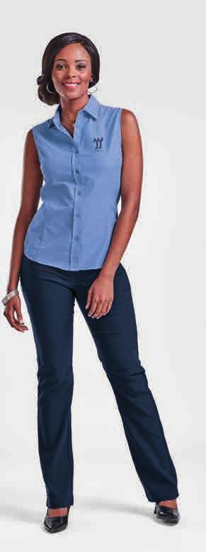 SHIRTS LadieS corporate range LLS-OX - LADIS SLVLSS OXFORD BLOUS Features: Sleeveless constructed button stand raised collar Shaped side panels curved hem Side