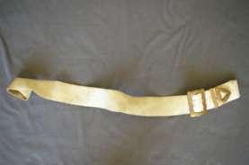 11. Canadian Military Belt This leather belt has a shiny off white finish, with a large