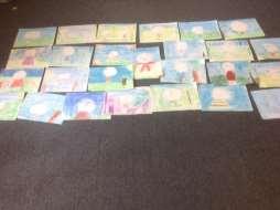 We used pastels to create pieces of work in the style of MacKenzie Thorpe. We also had a go at creating animals in his style of art.