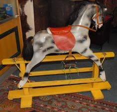 188 Victorian Mahogany tray backed cylindrical style Sideboard. 189 Old Child s Rocking Horse.